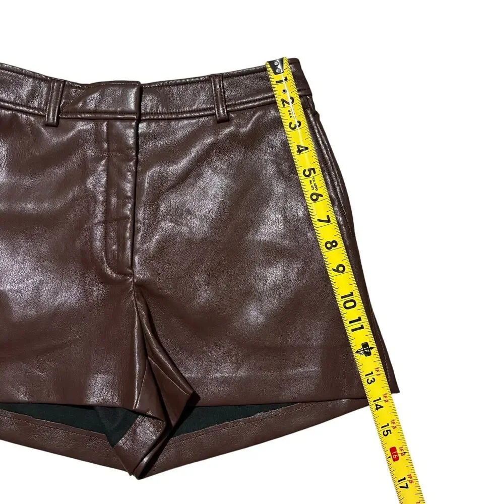 Aritzia Babaton Faux Leather Dark Chocolate Brown Shorts Women’s Size 4 - Picture 7 of 7